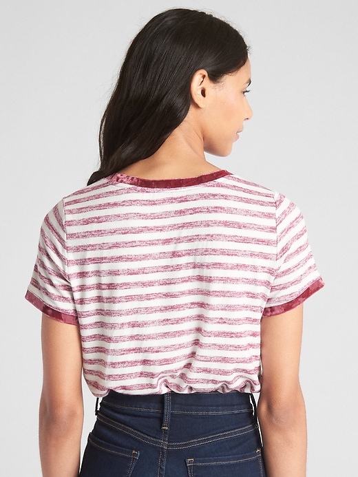 Image number 2 showing, Softspun Velvet-Trim Stripe Crewneck T-Shirt