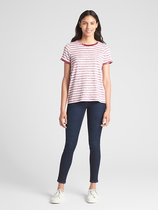Image number 3 showing, Softspun Velvet-Trim Stripe Crewneck T-Shirt