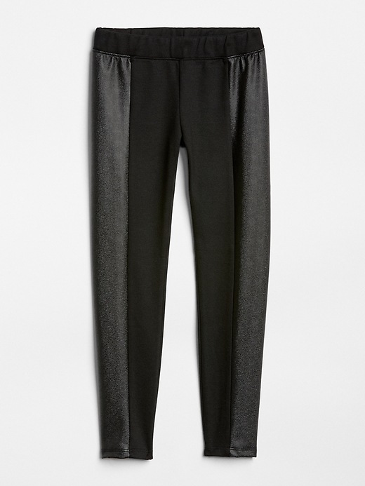 Image number 1 showing, Faux-Leather Panel Ponte Pants