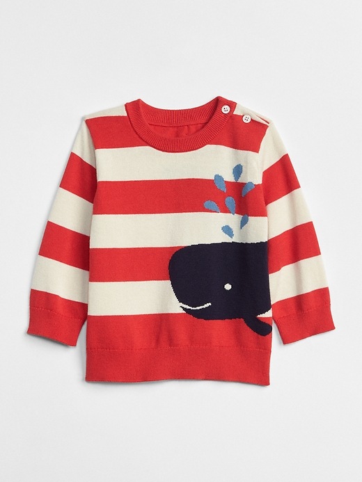Image number 1 showing, Stripe Whale Pullover Sweater