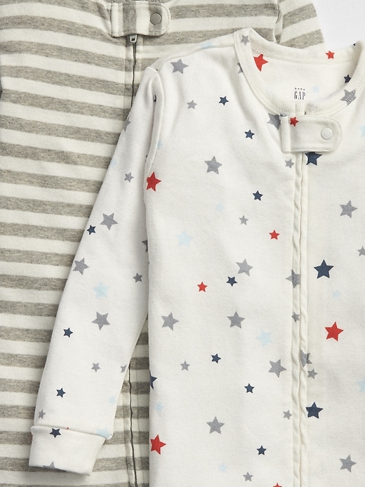 2 of 8 showing, with the color multi of product babyGap Star Stripe PJ One-Piece (2-Pack)