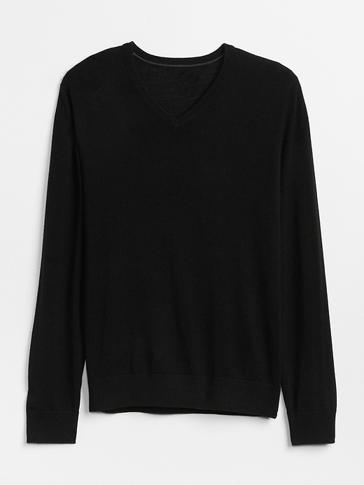 Image number 6 showing, V-Neck Pullover Sweater in Merino Wool