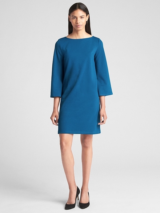 Image number 7 showing, Three-Quarter Sleeve Shift Dress in Ponte