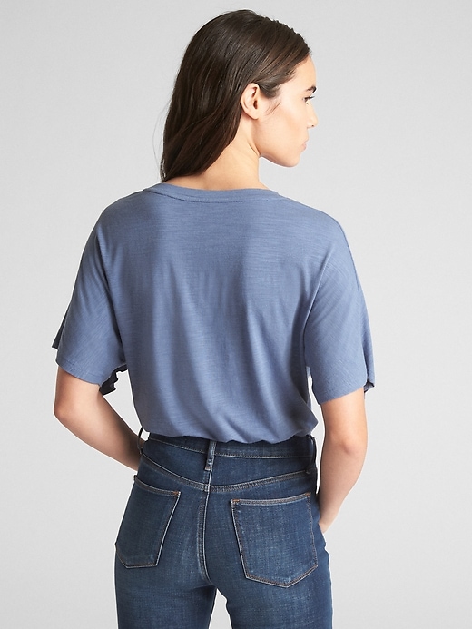 Image number 2 showing, Dolman Sleeve Ruffle-Trim Top