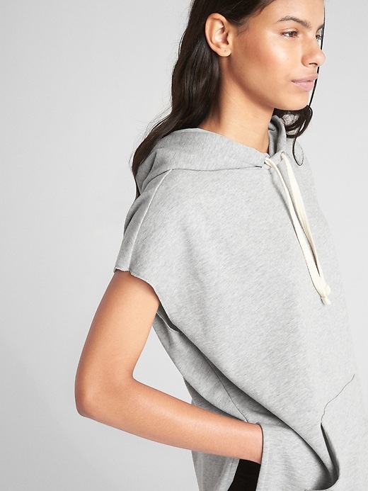 Image number 5 showing, Cut-Off Sleeve Pullover Hoodie Tunic