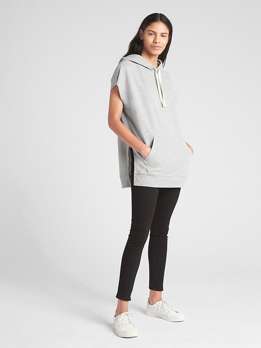 Image number 3 showing, Cut-Off Sleeve Pullover Hoodie Tunic