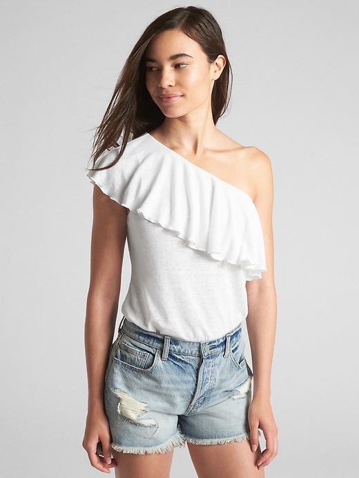View large product image 1 of 1. One-Shoulder Ruffle Top