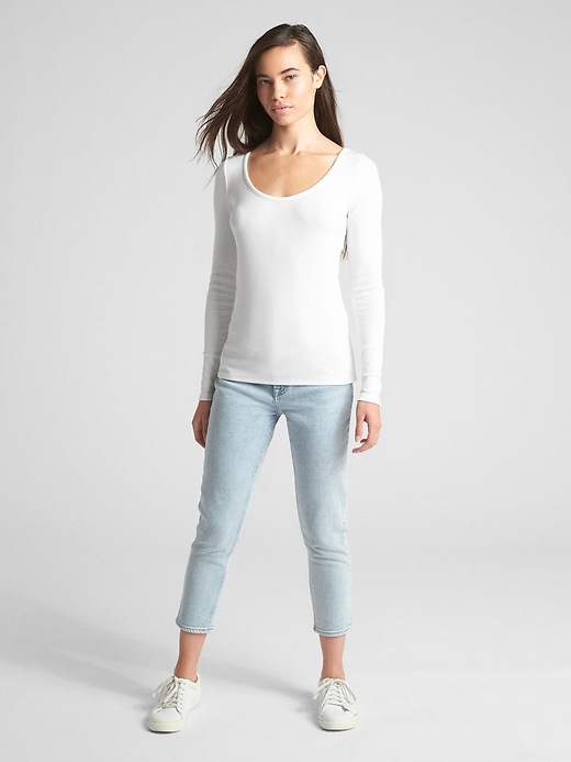 Image number 3 showing, Featherweight Ribbed Long Sleeve Scoopneck T-Shirt