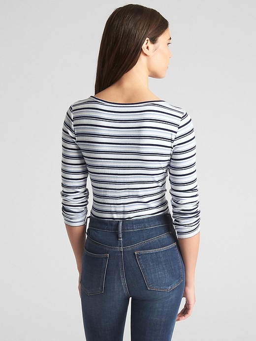 Image number 2 showing, Featherweight Ribbed Stripe Long Sleeve T-Shirt