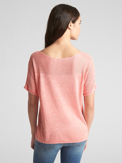 Image number 2 showing, Short Sleeve Textured Sweater in Linen-Rayon