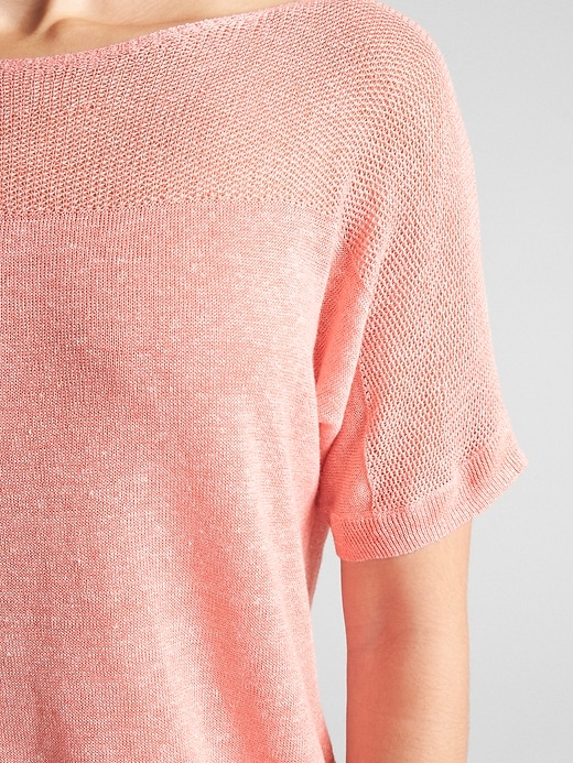 Image number 5 showing, Short Sleeve Textured Sweater in Linen-Rayon