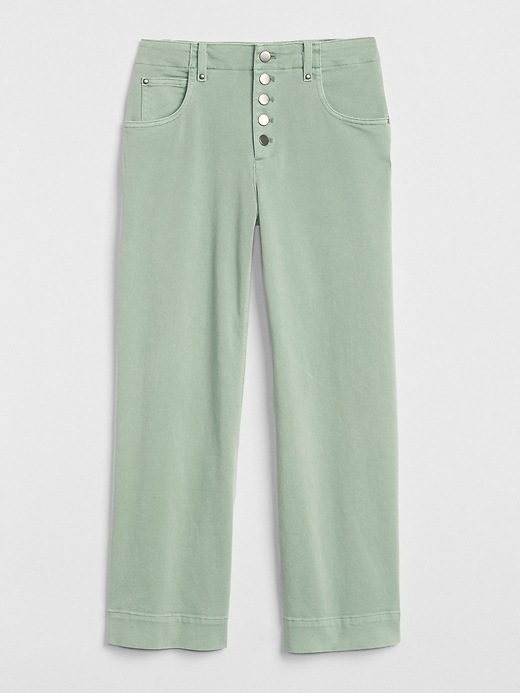 Image number 6 showing, High Rise Crop Wide-Leg Pants with Button-Fly