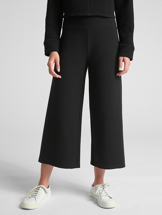 Image number 1 showing, Ottoman Ribbed Crop Wide-Leg Pants
