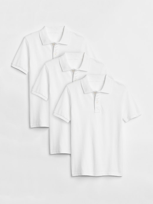 1 of 8 showing, with the color white of product Kids Uniform Short Sleeve Polo Shirt (3-Pack)