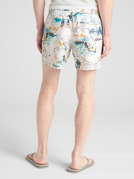 Image number 2 showing, 5" Print Swim Trunks with GapFlex