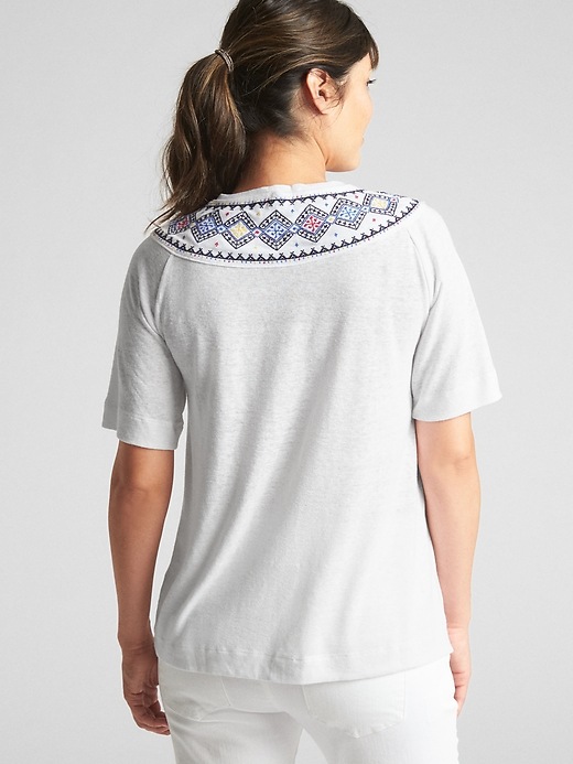 Image number 2 showing, Maternity Short Sleeve Embroidered Smock Top