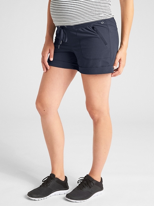 1 of 8 showing, with the color crayon true indigo of product Maternity GapFit 4" Hiking Shorts