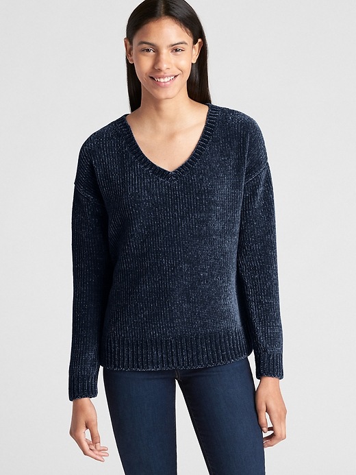 Image number 7 showing, Chenille V-Neck Pullover Sweater