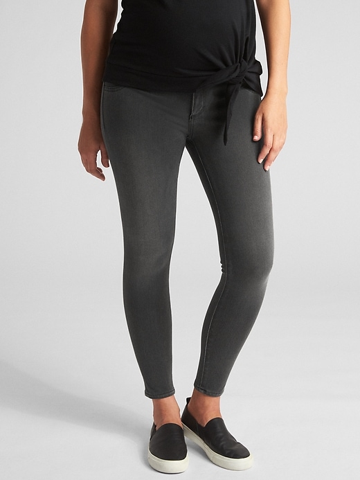 Image number 1 showing, Maternity Inset Panel Knit Favorite Ankle Jeggings