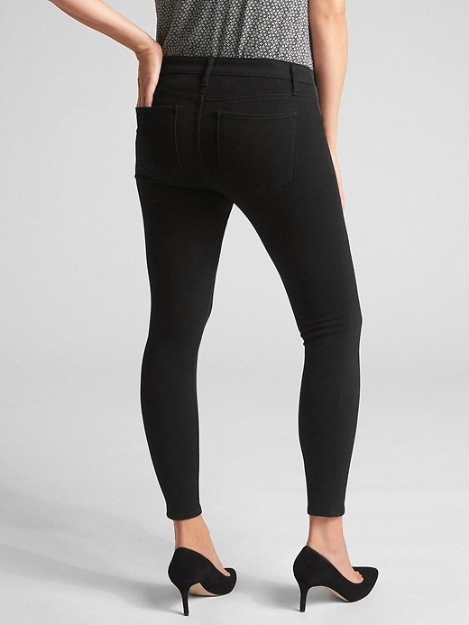 2 of 8 showing, with the color black wash of product Maternity Inset Panel Knit Favorite Ankle Jeggings