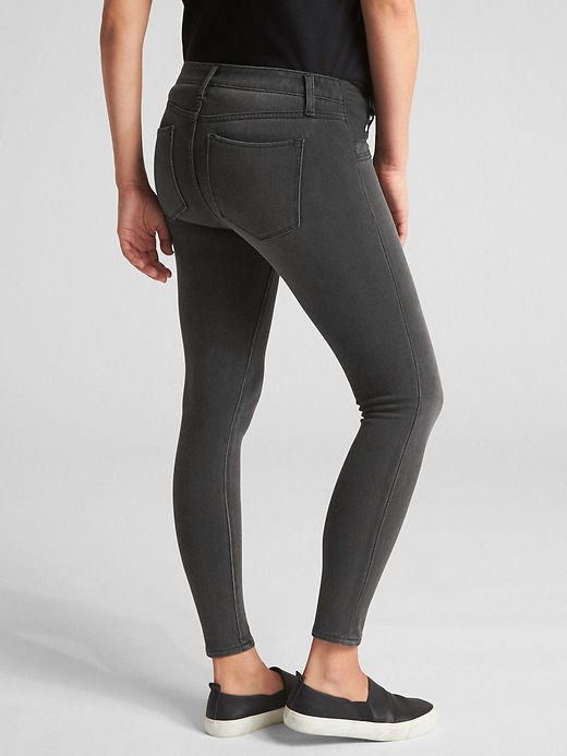 2 of 8 showing, with the color black wash of product Maternity Inset Panel Knit Favorite Ankle Jeggings