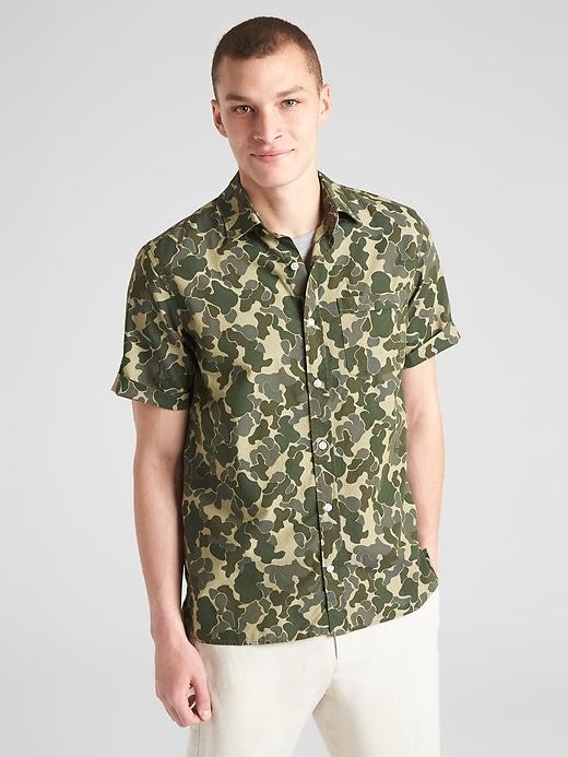 Image number 1 showing, Camo Print Short Sleeve Shirt in Standard Fit