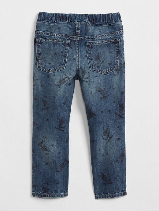 Image number 2 showing, Pull-On Slim Jeans in Astronaut Print