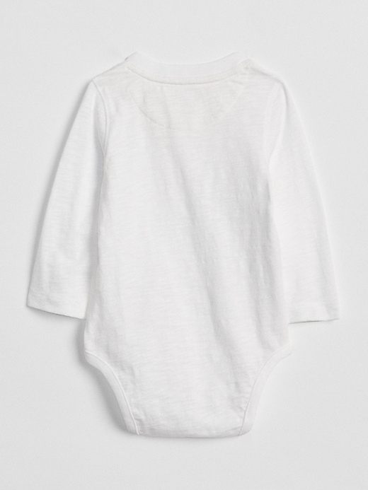 2 of 8 showing, with the color white of product Henley Long Sleeve Bodysuit