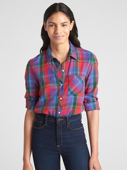 View large product image 1 of 1. Drapey Plaid Flannel Shirt