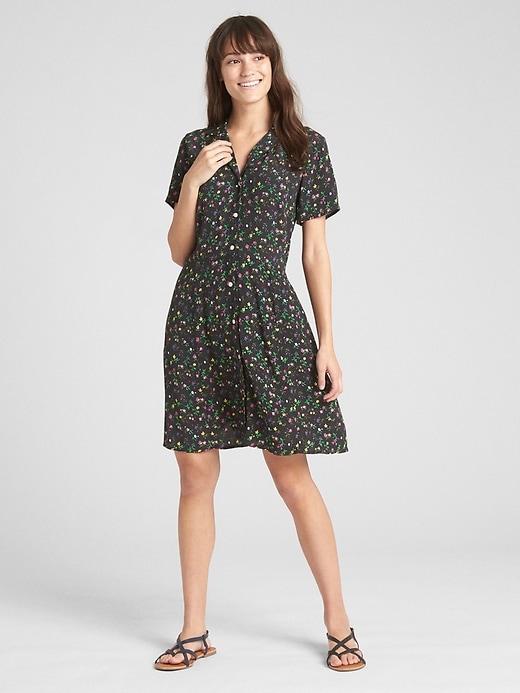 Image number 3 showing, Fit and Flare Button-Front Floral Print Dress
