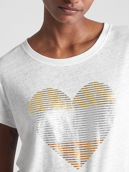 Image number 5 showing, Metallic Graphic Crewneck T-Shirt in Linen
