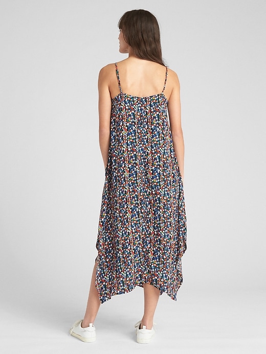 2 of 8 showing, with the color black floral of product Cami Floral Print Handkerchief Maxi Dress