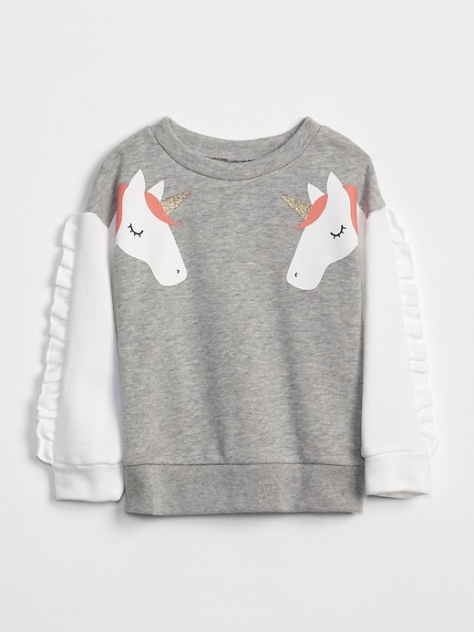 View large product image 1 of 3. Unicorn Ruffle Crewneck Sweatshirt