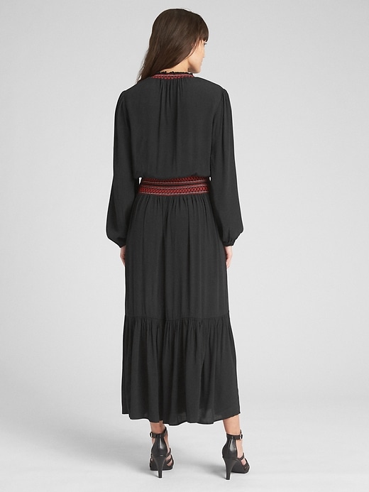 Image number 2 showing, Long Sleeve Smocked Maxi Dress