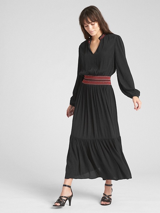 Image number 3 showing, Long Sleeve Smocked Maxi Dress