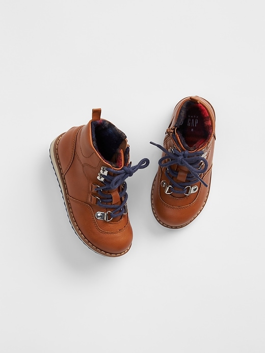 1 of 8 showing, with the color light brown of product Lace-Up Hiker Boots