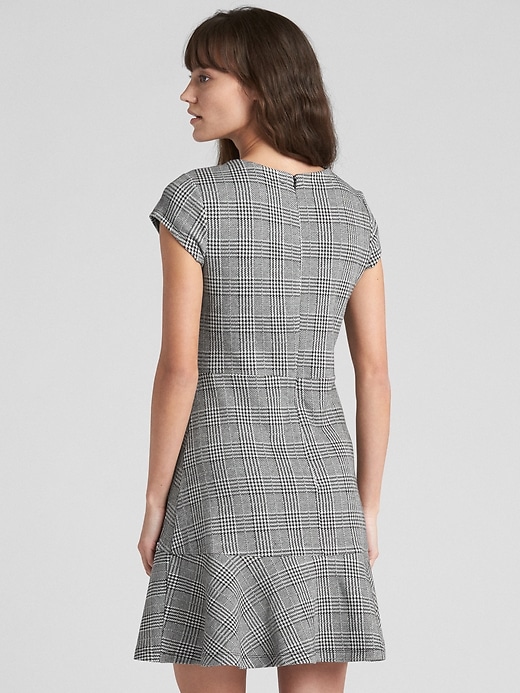 Image number 2 showing, Plaid Fit and Flare Peplum Dress in Ponte