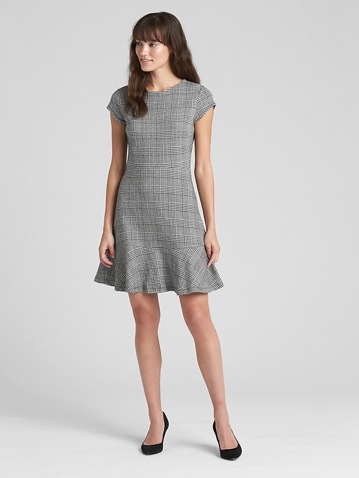 Image number 3 showing, Plaid Fit and Flare Peplum Dress in Ponte