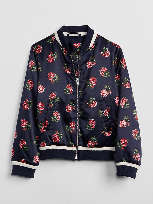 1 of 8 showing, with the color dark night of product Floral Flight Jacket