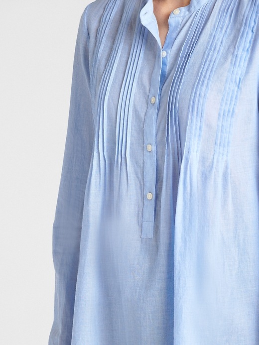Image number 5 showing, Popover Pintuck Shirt in End-on-End Cotton