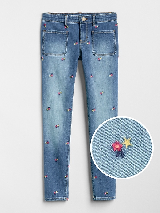 Image number 1 showing, Kids Floral Print Super Skinny Jeans with Fantastiflex
