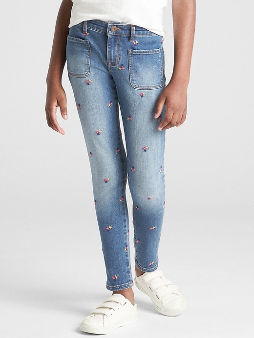 Image number 2 showing, Kids Floral Print Super Skinny Jeans with Fantastiflex