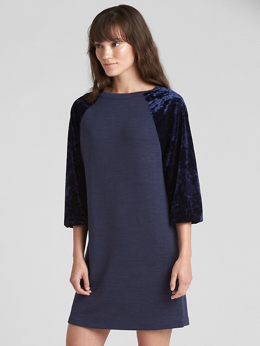 1 of 8 showing, with the color dark night of product Softspun Velvet Raglan T-Shirt Dress