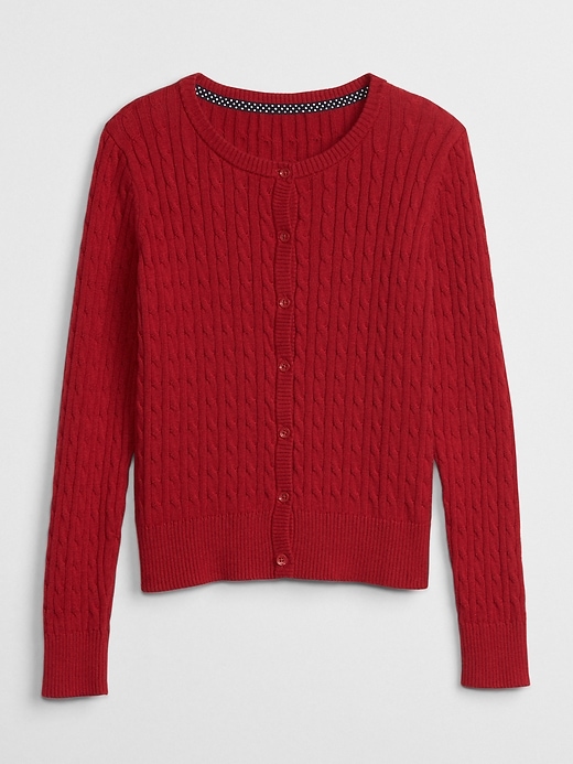 View large product image 1 of 1. Uniform Cable-Knit Cardigan Sweater