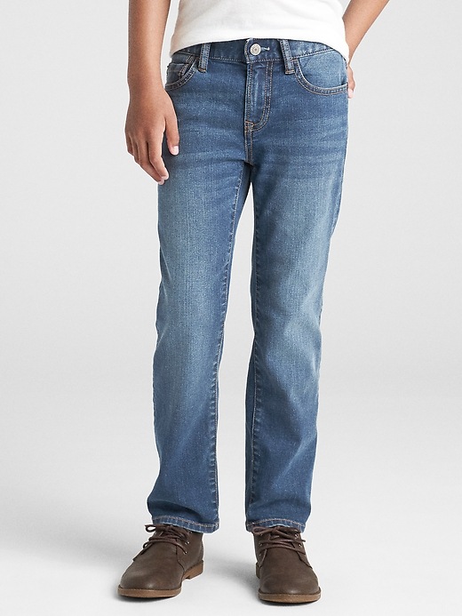 2 of 8 showing, with the color medium wash of product Kids Straight Jeans with Washwell™