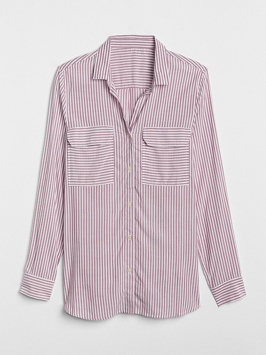 Image number 6 showing, Stripe Utility Pocket Boyfriend Shirt