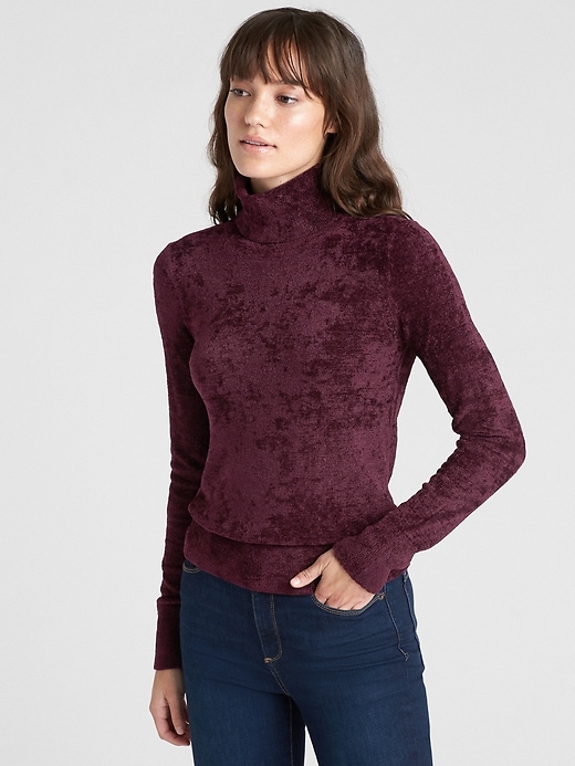 View large product image 1 of 1. Velour Turtleneck Sweater