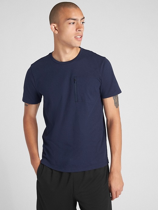1 of 8 showing, with the color blue of product Hybrid Short Sleeve Crewneck T-Shirt