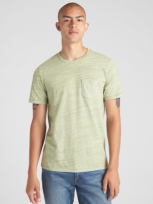 1 of 8 showing, with the color campus green of product Mix-Fabric Pocket T-Shirt