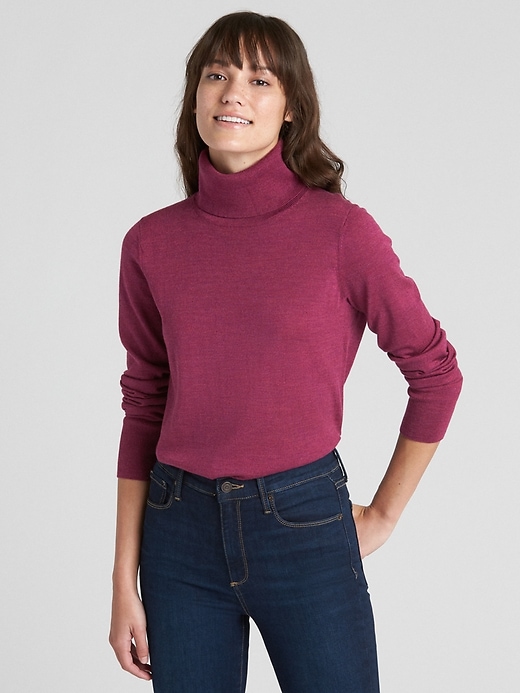 1 of 8 showing, with the color berry of product Turtleneck Sweater in Merino Wool